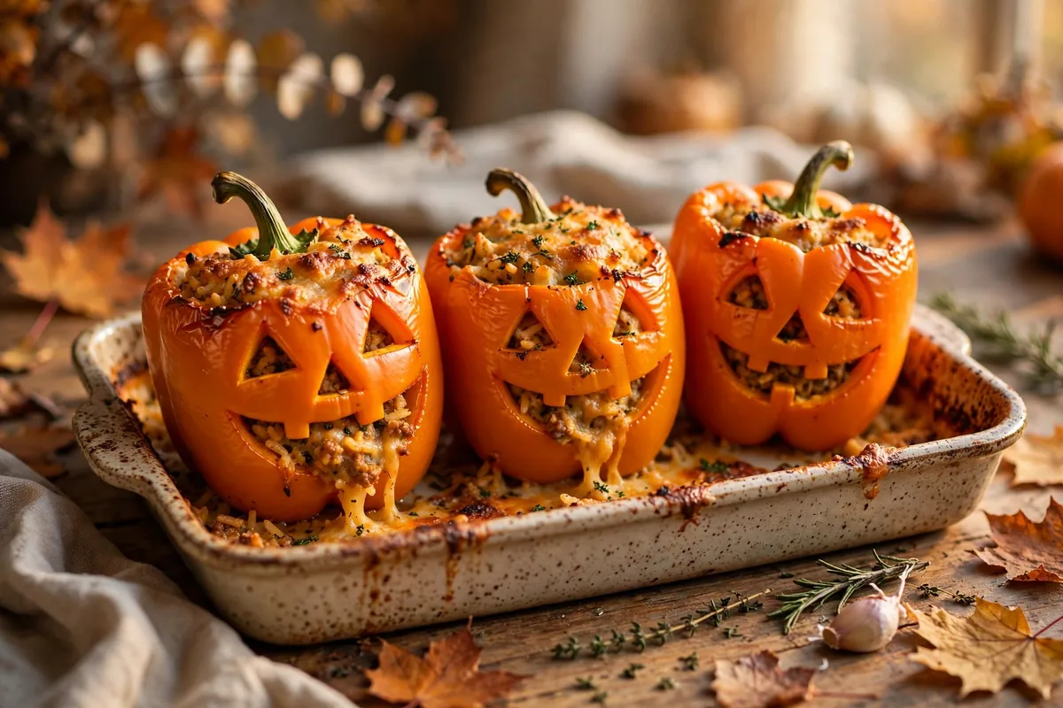 Jack-o'-Lantern Stuffed Peppers