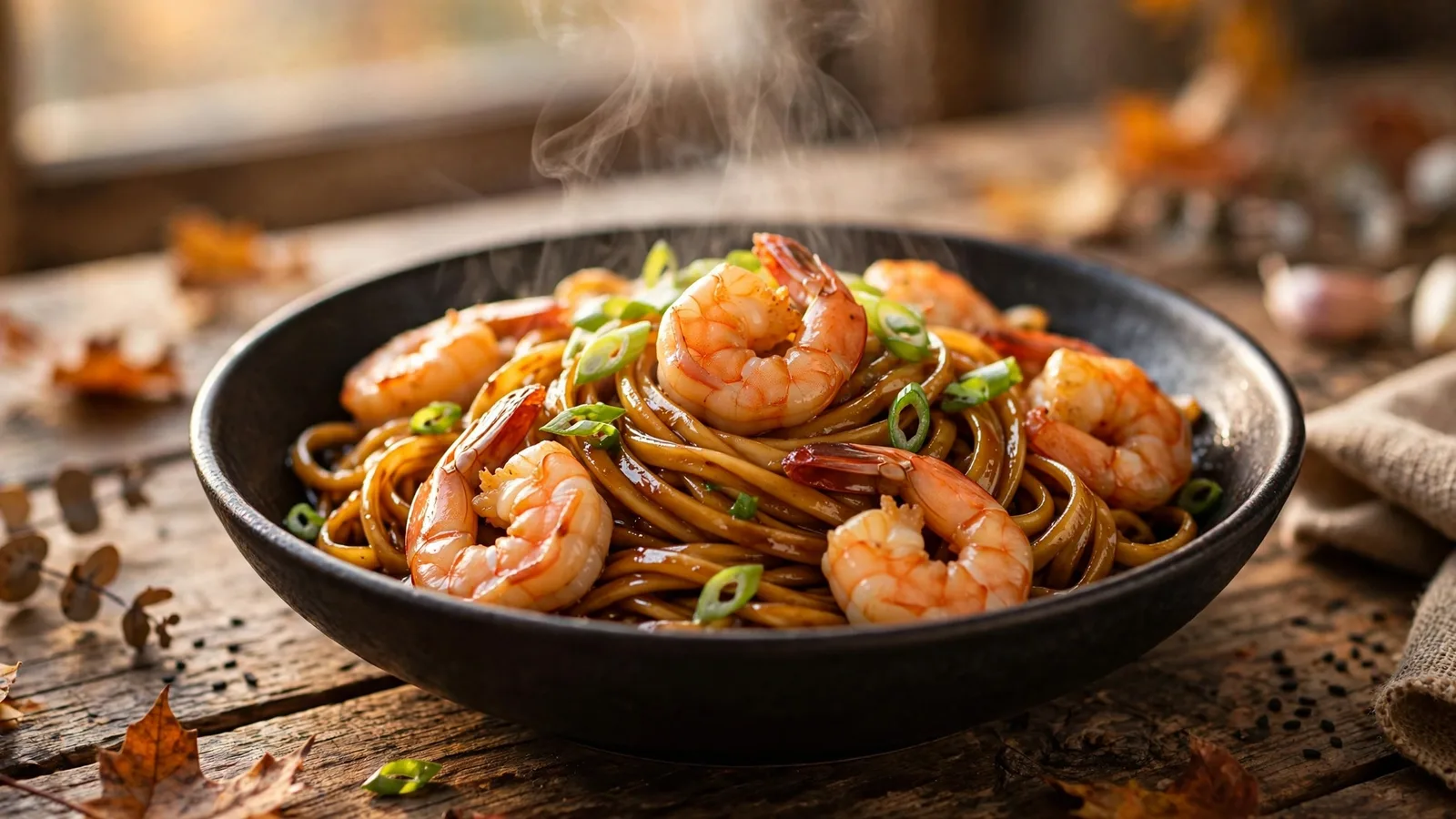 Soy-Butter Noodles with Shrimp