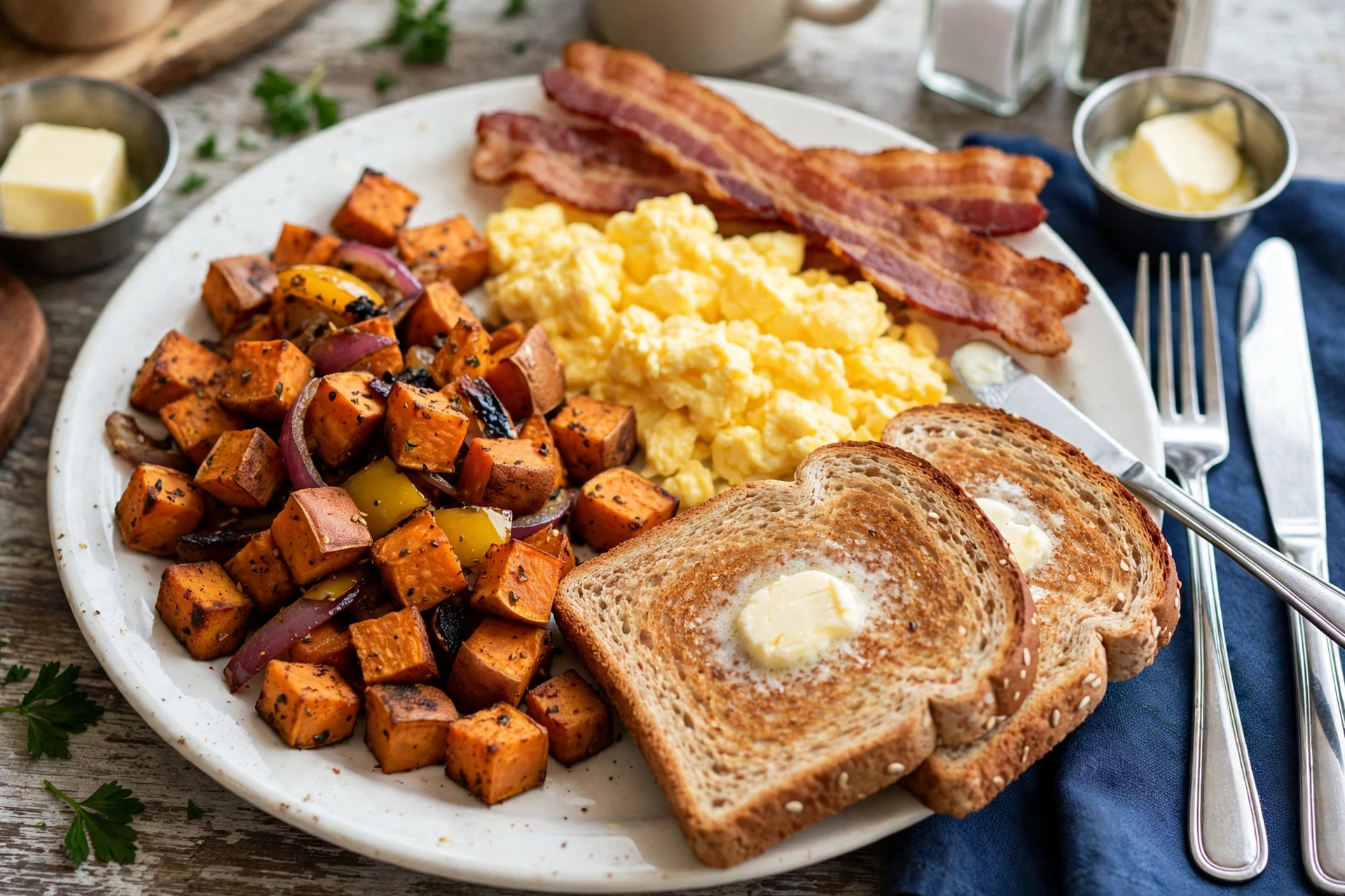 Seasoned Sweet Potato Home Fries Breakfast