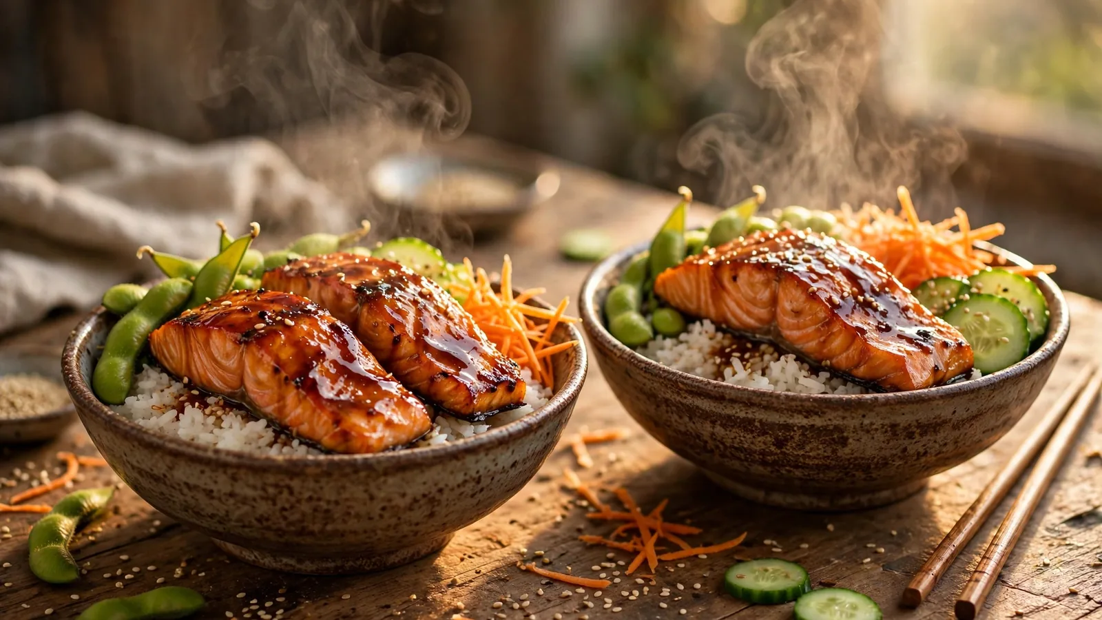 Teriyaki Salmon Rice Bowls